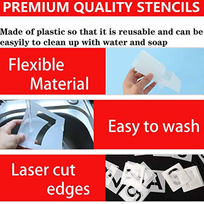 4 Inch Letter Stencils and Numbers, 36 Pcs Alphabet Art Craft Stencil, Reusable Plastic Templates for Wood, Wall, Fabric, Rock, Signage (4 Inch) - size: 4 Inch