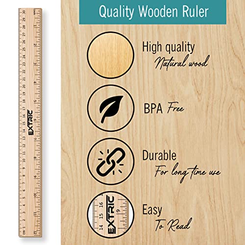 Rulers 12 Inch Bulk for Classroom 10 PK Wooden Ruler for Kids | Use for School, Office, Home, Features Imperial & Metric Measurements