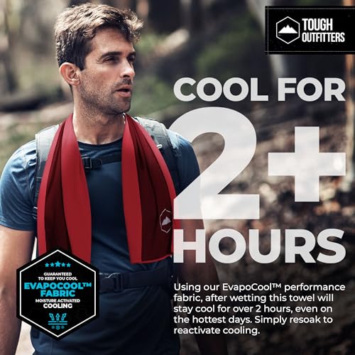 Tough Outdoors Cooling Towels for Neck Face - Neck Cooling Towel for Hot Weather Yoga Sports Golf Sweat - Instant Cold Towel - color: Red, size: Single Pack