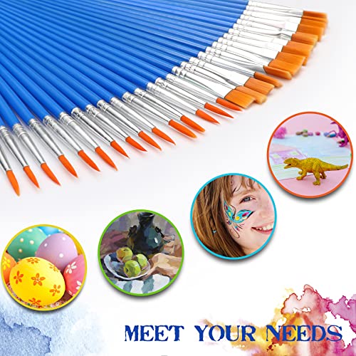 UPINS 30Pcs Small Paint Brushes Bulk for Detail Art Crafts and Painting - size: 6.69inch, style: Mix(15Flat +15Round)