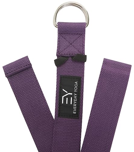 Everyday Yoga Bolster and Yoga Strap Set, Rectangular Meditation Pillow, Super Soft & Lightweight with Carry Handle - Firm Support for Restorative Yoga - Plum