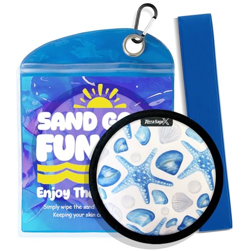 Sand Remover for Beach Towels - Soft Quick Clean Mitt for Kids & Adults | Removes Sand in Seconds,Gentle on Skin,Reusable & Washable,Beach Vacation Essential,Perfect for Beach, Pool & Camping - color: Round Starfish a With Elastic Band