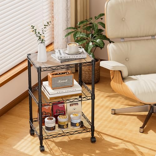 Golpart 3Tier Adjustable Storage Shelves Metal Wire Shelving Standing Shelf - color: Black, size: 3-tier-11.6"Dx17.6"Wx29.8"H