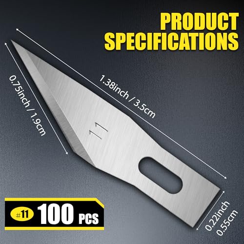 100 Pack Exacto Knife Blades, SK5 Steel #11 Blades with Storage Box - size: 100-PCS