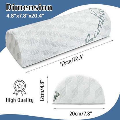 Semi Roll Pillow, Under Knee Pillow | Under Leg Bolster for Lower Back Support, Half Moon Bed Pillow for Leg, Knee,Back Sleeping, 7.8”x 20.4”x 4.8”