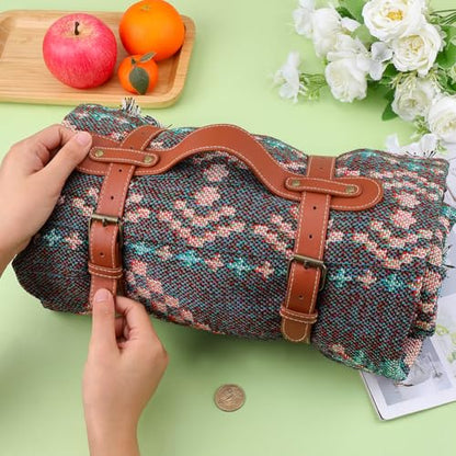 Portable PU Leather Handle Belt Rug Carrier Leather Picnic Blanket Carry Strap Brown Outdoor Motorcycle Bedroll Adjustable Yoga Mat Strap Holder for Carpet Home Camping Travel Beaches - style: style 2