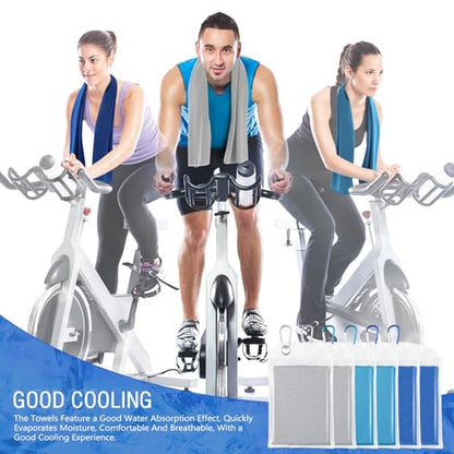 Hosuly 15 Pcs Cooling Towels 40" x 12", Dark Blue,Light Blue,Light Gray - color: Dark Blue,light Blue,light Gray