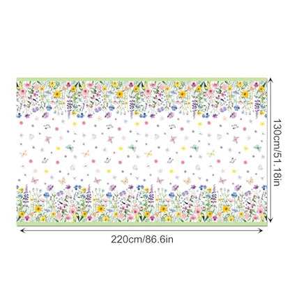 1Pc Blooming Wildflower Party Plastic Tablecloth 54 x 87 Inch Long Table Cover, Spring Butterfly Party Tablecover for Floral Theme Kids Baby Shower Birthday Dinner Picnic Kitchen Event - color: Blooming Wildflower