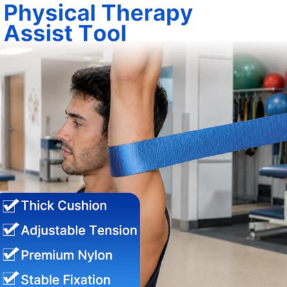 Mobilization Belt - Physical Therapy Belt Strap, Adjustable Mobilization Band Pt Strap with Thick Pad for Rehabilitation Yoga Leg Hip Exercise Seatbelts Stretching Mobility & Gym Techniques (Blue) - color: Blue
