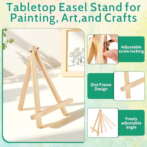 6 Pack 8x10 Inch Canvas Boards with Easel – Beginner Painting Kit for Acrylic, Oil, and Watercolor Crafts, Perfect for Sip and Paint Parties
