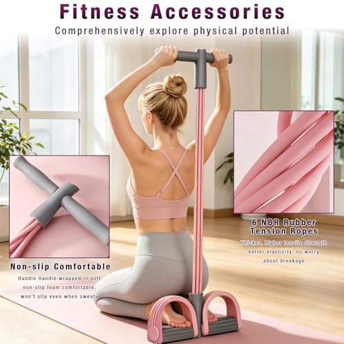 Pedal Resistance Bands with Handles,6-Tube Elastic Foot Yoga Pedal Resistance Bands,Natural Rubber Foot Pedal Resistance Bands,Multifunction Fitness Bands for Abdomen,Waist,Arm,Leg Stretching Training - color: Purple