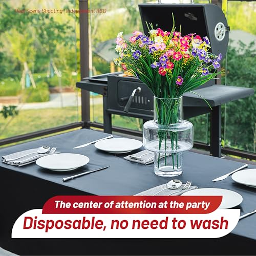 Plastic Tablecloth Roll, 310 Ft x 54 In Plastic Table Cloth Disposable | Black Tablecloth Roll Premium PEVA Waterproof Black Plastic Table Cover Rolls with Cutter for Banquets, Festivals, Parties - color: Black, size: 3720" x 54" (Rectangular)