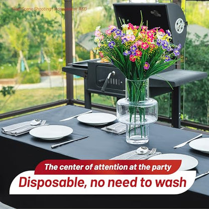Plastic Tablecloth Roll, 210 Ft x 54 In Black Plastic Table Cloth Roll | Disposable Tablecloth with Cutter PEVA Plastic Table Cover Roll Waterproof Table Cloth for Banquets, Festivals, Parties - color: Black, size: 2520" x 54" (Rectangular)