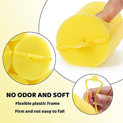 Jumbo Foam Sponge Hair Roller Soft Sleeping rollers Curvy Wavy Hairstyle Curling Hair Styling Tools 24 Pieces Use For Long Hair Short Hair Ladies And Children 2"X2.75"(yellow) - color: Yellow24