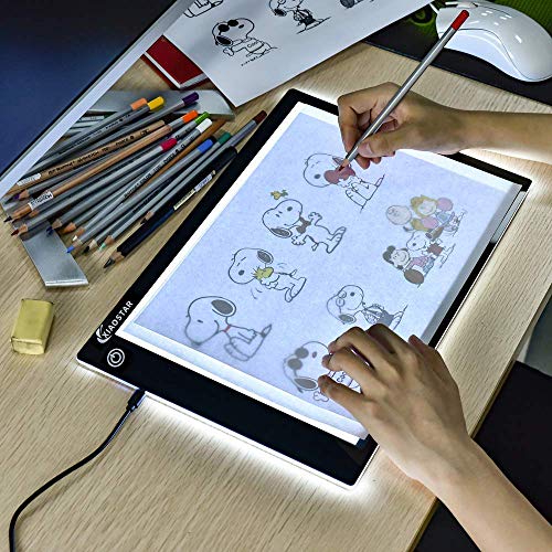 XIAOSTAR Light Box Drawing Pad, 12000 Lux LED Tracing Board A4, USB Powered (Not Rechargeable) PMMA Panel, Adjustable Brightness for Diamond Painting, Sketching, Animation, X-Ray–Includes Accessories | for Artists,Animation Drawing,Sketching,Animation,X-r