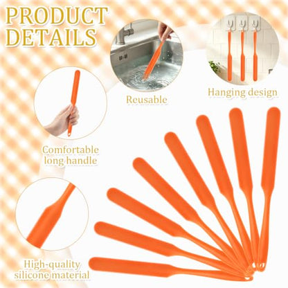 9 Pcs Silicone Jar Spatulas, Narrow Heat-Resistant Reusable Scraper, orange | Long Handle Kitchen Spatulas, Cake Cream Spatulas Set, Non-Stick Heat Resistant for Jam, Paint, Sourdough, Waxing, Resin - color: Orange