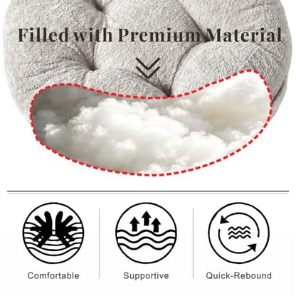 Floor Pillow, Large Meditation Sitting Cushion with Handle - color: Round, Light Gray