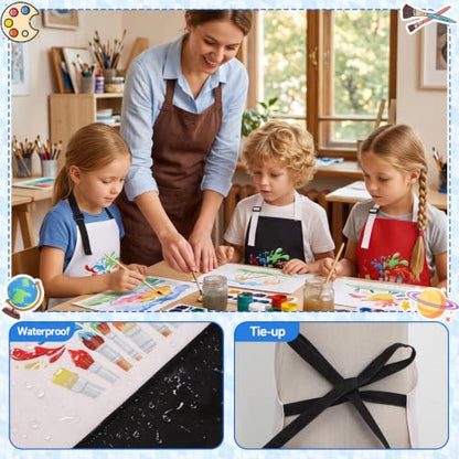 2/3 Pack Artist Aprons for Painting Crafting Cooking Gardening | Art Apron with Pockets Bib Aprons for Painting Crafting Cooking Baking Art Gardening - color: Black, White, Red