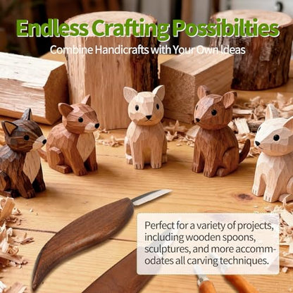 Wood Carving Kit - 12Pcs Wood Carving Tools Set with Storage Bag,Carving Knife Set with 4Pcs Whittling Knives, 5Pcs Detail Carving Knives,Wood Whittling Kit for Beginners Adults Kids