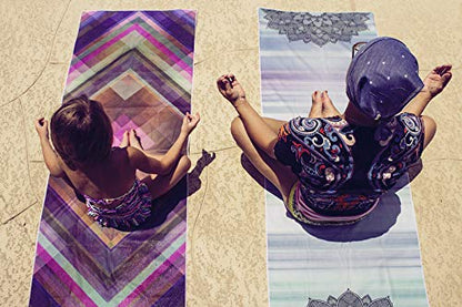 Hot Yoga Towel,Non-Slip Yoga Mat Cover,Eco-Friendly,Exclusive Pockets Cover Each Corner of The mat,Microfiber Yoga Towel,Ideal for Bikram, Hot Yoga, Pilates,or Sweaty Practice（Pride）