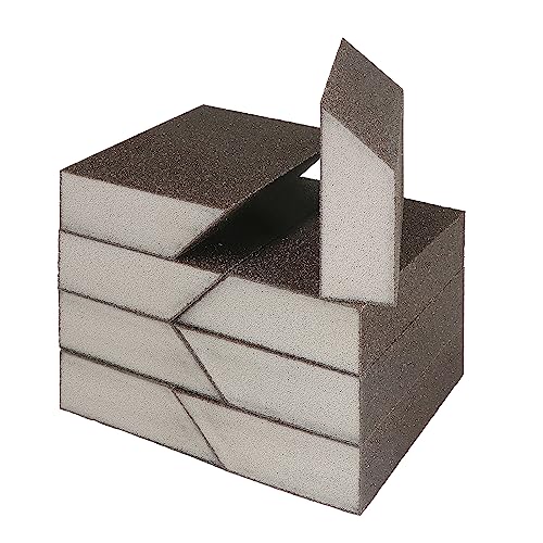 80 Grit Angled Sanding Blocks, Jamiikury Coarse Sponge Sand Block Washable and Reusable, Wet & Dry Sandpaper Block for Wood Metal Drywall and Furniture Paint - Pack of 8 - size: 80 Grits