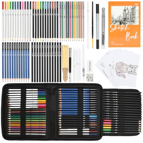 Mr. Pen- Drawing Set Sketching Kit, 81 Pack, Art Supplies with Sketchbook | Colored, Graphite, Charcoal, Watercolor & Metallic Pencils for Artists, Adults, Teens, Beginner