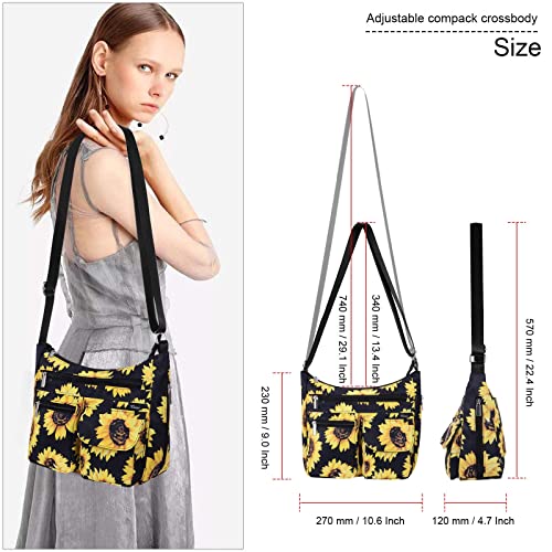 Kamo Crossbody for Women - Multi-pocket Shoulder Lightweight Messenger Casual Printed Purse Handbag Travel Bag - color: A#4