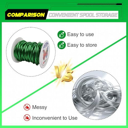 Aluminum Craft Wire,8 Gauge (3mm) Grass Green Bendable Wire,32 Feet Continuous Roll for Jewelry Making,Sculpting,Floral & Armature Projects - size: 8 Gauge 32FT, style: Grass Green