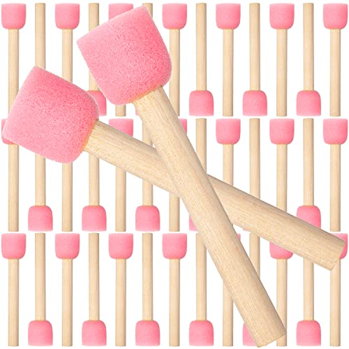 WHQXFDZ 40 Pieces 0.8 inch Round Sponge Foam Brush Set Paint Brush Wooden Handle Foam Brush Sponge Painting Tools for Painting Crafts(0.8inch) - size: 0.8inch
