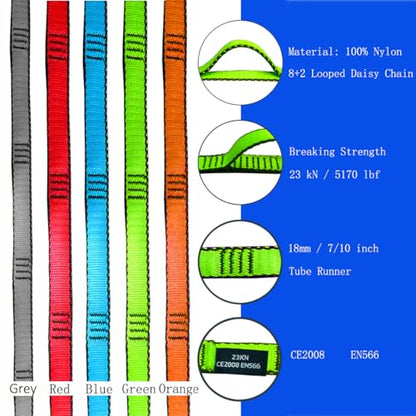 53 Inches Nylon Daisy Chains Rope Climbing Lanyard Straps Looped Strong Slings 23 kN Aerial Yoga Webbing - color: 1PC Green