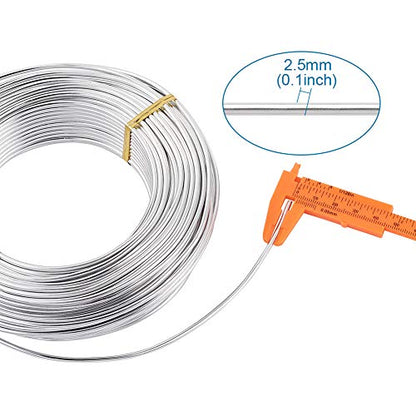 Pandahall 114 Feet Silver Aluminum Wire 2.5mm/10gauge Metal Craft Wire for DIY Manual Arts Jewelry Making(Silver)
