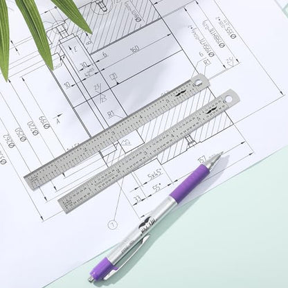 Mr. Pen- Machinist Ruler, 6 Inch, 2 Pack, Stainless Steel Imperial | Precision Measuring Tool, 1/10, 1/100, 1/32, 1/64 Inch Graduation for Engineering, Carpentry, Drafting, Office, School - style: 6 inch, 2 Pack 1/10-1/100 Graduation