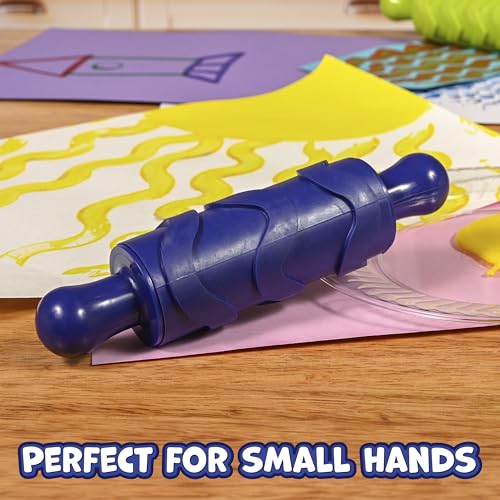 READY 2 LEARN Paint and Dough Texture Rollers, Set of 4 | Patterned Rolling Pins for Kids, Play Dough Accessories and Art Tools, Imagine Colors - style: Imagine Colors