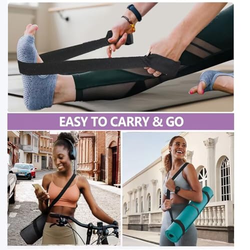 Yoga Mat Carrier with Adjustable Thick Straps， Holds Large Mats, Can Be Used as Stretching Band, Black - color: Pink