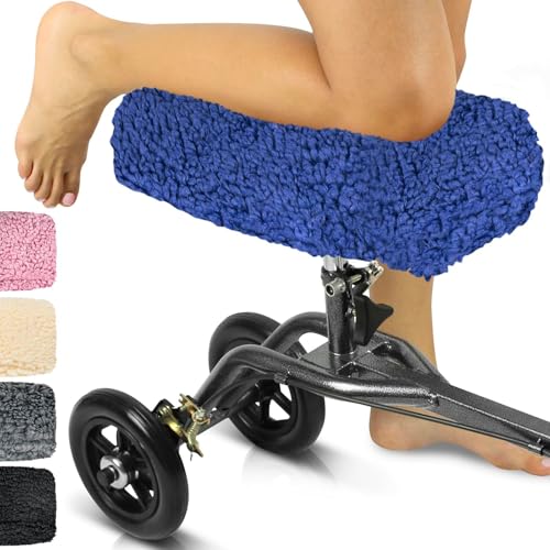Vive Mobility Knee Scooter Pad Cover - Soft Plush Adult Sheepskin Memory Foam Cushion, Walker Accessory for Knee Roller, Padded Accessories Leg Cart Improves Comfort with Injury, Universal Fit (Blue) - color: Blue