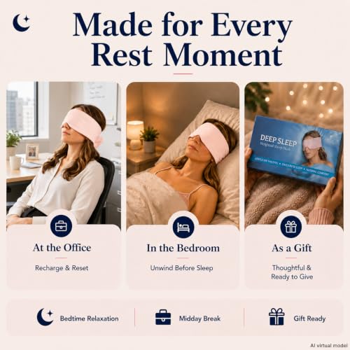 Weighted Eye Mask for Sleeping, Cooling Blackout Satin Sleep Mask for Women | Adjustable & Washable Pink Eye Pressure Cover, Breathable Silky Soft Fabric, Reusable Eye Mask Self Care Gift for Adults