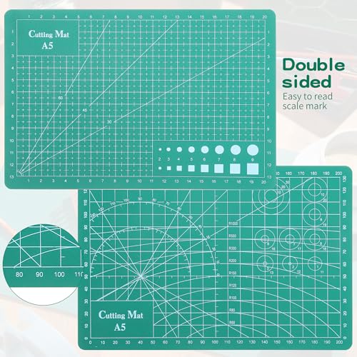 Self Healing Cutting Mat, A5 Rotary Cutting Sewing Mat for Crafts, Double Sided 5-Ply Craft Cutting Board for DIY Art Work Cutting, Hobby, Stencil, Scrapbooking (6"x8")