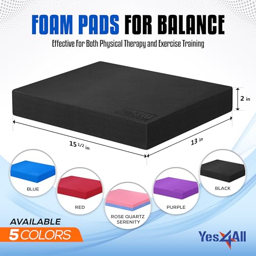 Yes4All Exercise Balance Pad, Non-Slip Foam Kneeling Pad - color: Black - L - (15,5" x 13" x 2"), size: Large