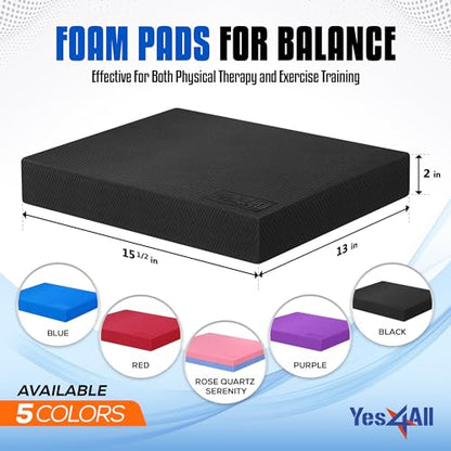 Yes4All Exercise Balance Pad, Non-Slip Foam Kneeling Pad - color: Black - L - (15,5" x 13" x 2"), size: Large