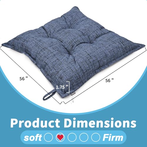 SINSOSSO Large Floor Pillow 22", Thickened Bite-Size Memory Foam Square Non-Slip Cushion for Office Back Support/Indoor Yoga/Chair Seat, Fashionable Color-Blocked Fabric & Washable, Blue, 1 PCS - color: Blue