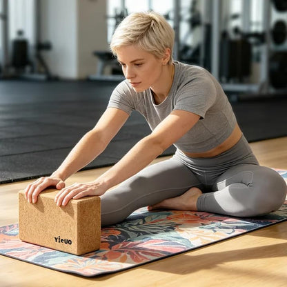YIGUO 2 Pack Cork Yoga Blocks | Natural Eco-Friendly High Density Non-Slip Yoga Blocks for Women & Men | 9x6x3 Inches for Yoga, Pilates, Stretching