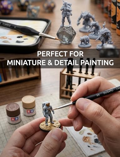 DUGATO Fine Detail Brush Set, 15-Piece Miniature Brushes with Case Holder | Detailing Paint Brush Set, Ergonomic Triangular Handles & Travel Case for Acrylic, Watercolor, Oil, Models & Warhammer - color: 15pcs Fine Paint Brush Set - Black