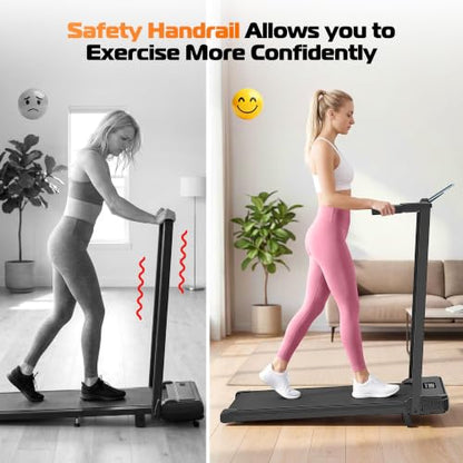 ANCHEER Walking Pad with Handle Bar, 12% Incline, Foldable Treadmill - color: 09-Black