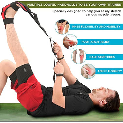 RDX Yoga Stretching Strap, Ankle Ligament Stretcher Belt with Loops Ligament Stretch Band, Fitness Leg Stretcher for Plantar Fasciitis, Foot Stretch Assist for Hamstring, Flexibility Exercise - color: Camo Peach