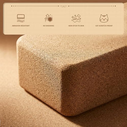 Cork Yoga Block, 9x6x3 Yoga Brick Cork Blocks Non-Slip for Pilates | Lightweight Yoga Accessories for Women & Men Stretching