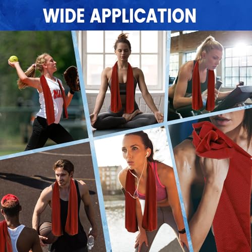 Hosuly 150 Pack Cooling Towels Bulk 40 x 12 Inch Large Chilly Breathable Sweat Sports Cold Towels Sublimation Microfiber Ice Neck Rag for Hot Weather Workout Gym Team Gift (Red) - color: Red