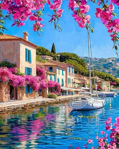 ZRIZQ Landscape Paint by Numbers Kit for Adults Beginner,City Scape,16x20 | Full set with wooden brushes,rolled canvas,rich paints.Calming activity.Beginner friendly.Just open and paint. - color: 16"X20"Rolled Canvas(Frameless)-Landscape 7