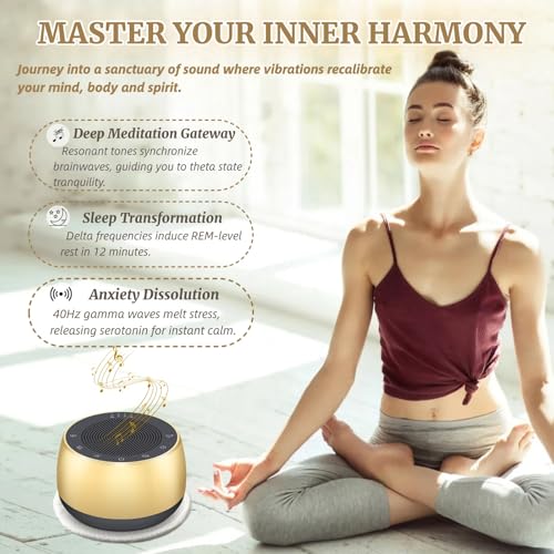 Cordless Automatic Tibetan Singing Bowl,256HZ-432HZ-528HZ 9 Tones 4-Speed Auto-Off Timer,Full Touch Glow Buttons,2000mAh Battery,Deep Ethereal Sound,Yoga,Meditation,Stress Relief (Gold) - color: Gold
