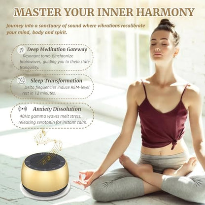 Cordless Automatic Tibetan Singing Bowl,256HZ-432HZ-528HZ 9 Tones 4-Speed Auto-Off Timer,Full Touch Glow Buttons,2000mAh Battery,Deep Ethereal Sound,Yoga,Meditation,Stress Relief (Gold) - color: Gold