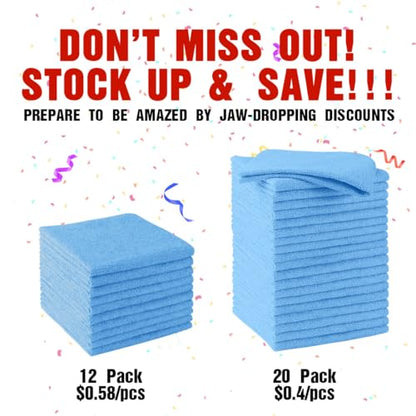 HOMEXCEL Microfiber Cleaning Cloth 20 PK, Towels for Cars and Shop, Blue - color: Blue